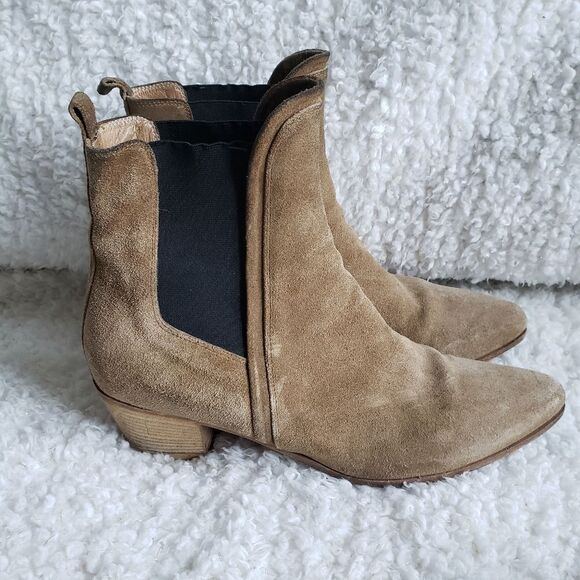IRO Tan Suede Leather Pull-on Pointed‎ Toe Ankle Boots - Picture 1 of 10